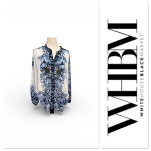 🆕 White House Black Market blue starfish/shells print size medium